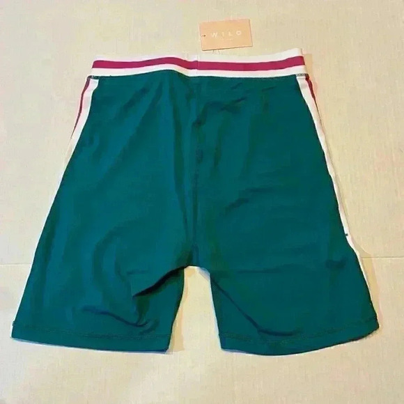 WILO the Label Women's Contour Bra & Rib Bike Short Set Green/Pink Activewear - Picture 8 of 9